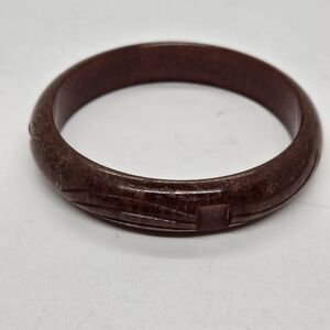 brown acrylic carved bangle bracelet
